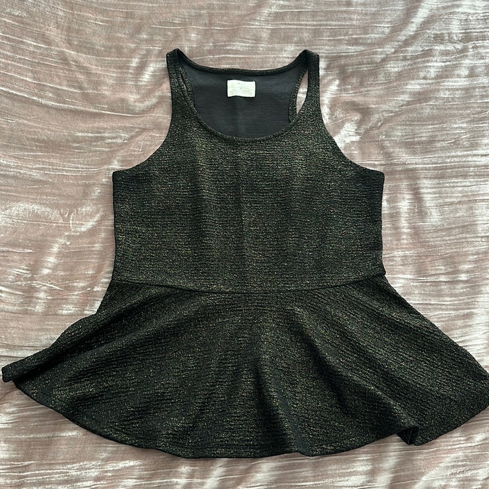 Urban Outfitters Pins & Needles Black Sparkly Peplum Tank